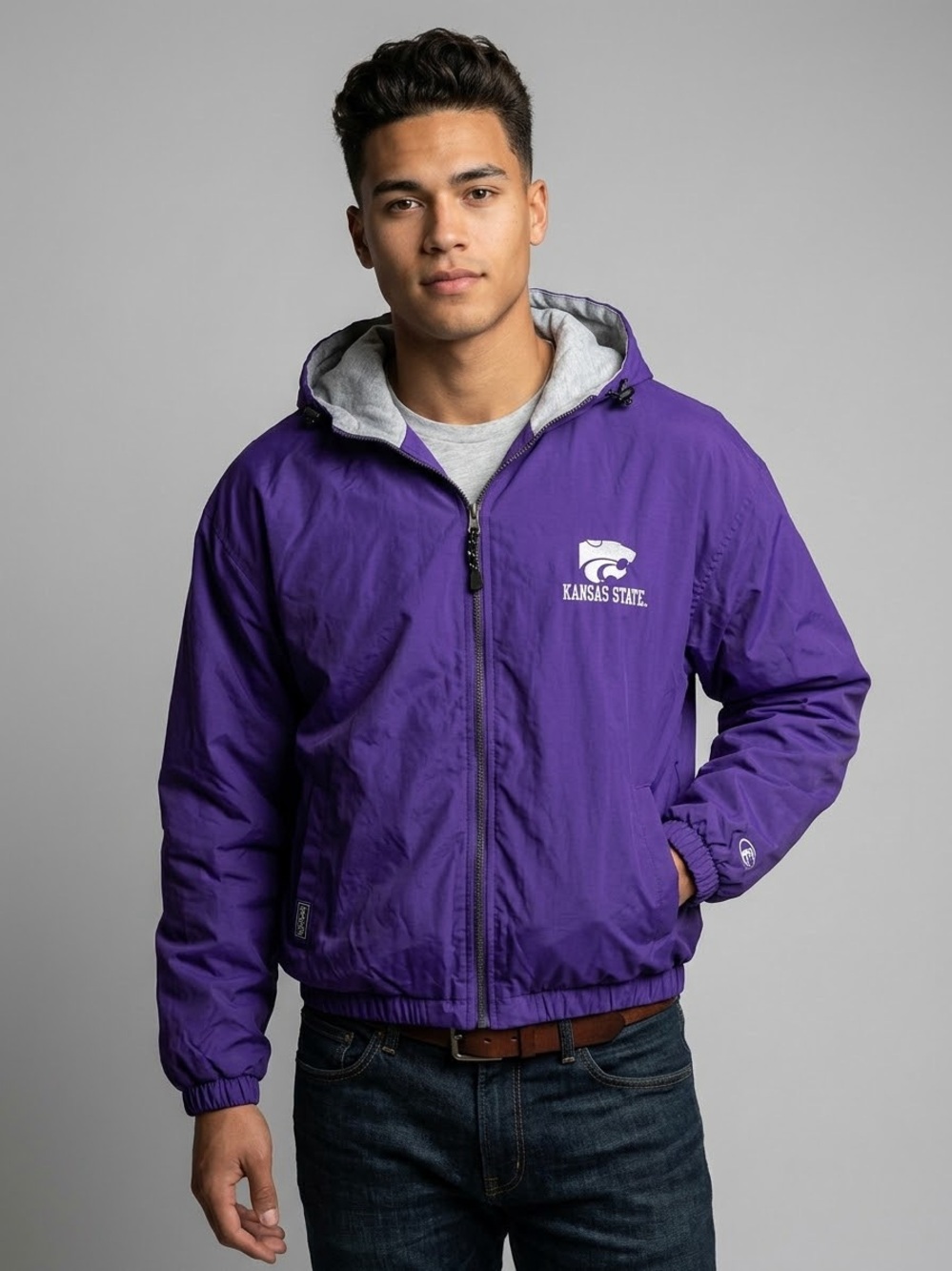 Gear For Sports Purple Kansas State Hooded Jacket, Men’s Size XXL, K-State